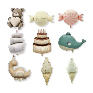 MTF New Designs Matte Series Bear Whale Candy Dinosaur Ice Cream Cake Shape Party Foil Balloons for Decorations