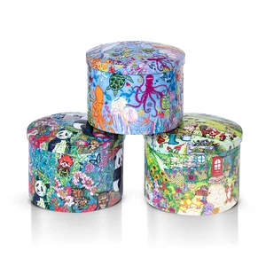 Factory Custom Printed Tin Box Round Floral Embossed Empty Metal Tin Can Cookie Candy Chocolate Cake Gifts Decorative Tin Box