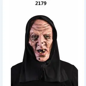 Silicone Scary Ugly Witch Masks With Black Hood