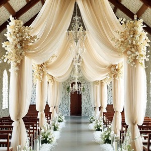 FL-056 Wedding White Ceiling Drapes Sheer Arch Draping Fabric Chiffon Curtain Decoration Wedding Ceiling Decoration