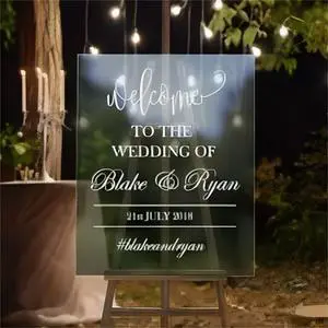 Custom Personalized Clear Sign Acrylic Board Welcome Wedding Decoration for Display Rack
