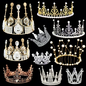 New Design 3d High Quality Metal Crown Gold Plating Cake Topper for Girls Cake Valentine Cake Birthday Party