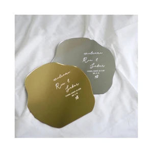 Clear Custom Eco-Friendly Modern Acrylic Glass Wedding Invitation Card Mirror Welcome Sign for Sign Centerpiece