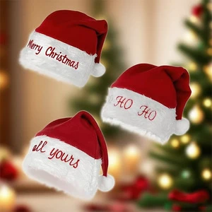Classic Plush High Quality Unisex Christmas Hat with Letter Design for Party Decorations