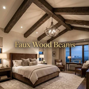 Natural Wood Grain Faux Ceiling Beams PU Faux Wood Beams Decorative Lightweight Beams For Villa Hotel Ceiling Decor