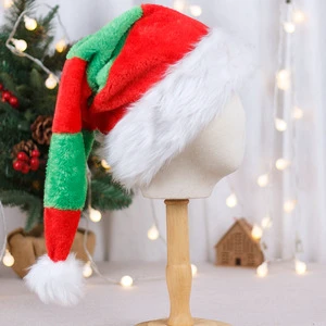 Wholesaler Spliced Long Christmas Hat Family Set Party Decorations Striped Plush Santa Hat