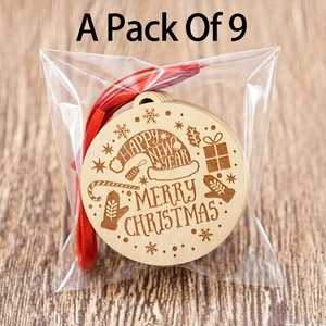 9 Pieces New Wooden Christmas Tree Hanging Ornaments Decorative Plate Pendant Tag
