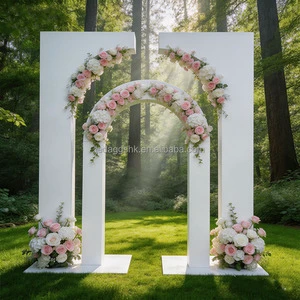 LEDA Custom White Metal Wedding Arch Chandelier Stand Luxury Wedding Backdrop For Event Party Stage Decorations