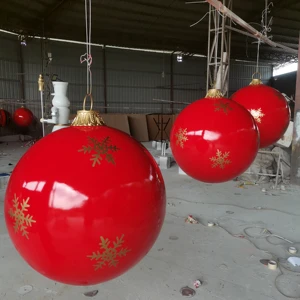 Commercial Navidad Decor Large Balls Resin Crafts Fiberglass Figurine Ornaments Giant Outdoor Christmas Ball