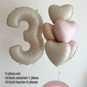 40 Inch Milky White Digital Balloon And 18 Inch Love Balloon Set, Decorative Balloons For Holiday And Birthday Parties