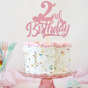 Wholesale 2nd Birthday Happy Cake Decoration Pink Love Birthday Cake Decoration Girls' Birthday Cake Decoration