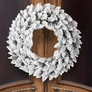 2026 New Handmade Eco-friendly Flocking Snow White Christmas Wreath Modern Indoor Christmas Decor Wreath