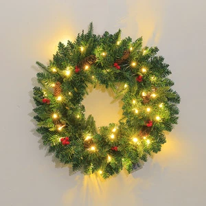 30cm 40cm 50cm 60cm Christmas Garlands Wreaths with Pine Cones and Bow LED Lights Decoration Christmas Wreath With Light