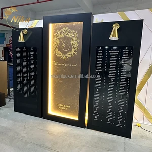 NIKA New Arrival Custom Black Seating Chart with LED Light Logo Acrylic Backdrop Board Wedding Signage