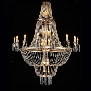Modern Golden Chandelier Wedding Decoration Statement Grand Hall Ceiling Centerpiece for Wedding Celebration