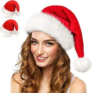 Custom Heavyweight Santa Hat Wholesale Unisex Classic Adult Kids Xmas Festival Holiday Velvet Christmas Hats
