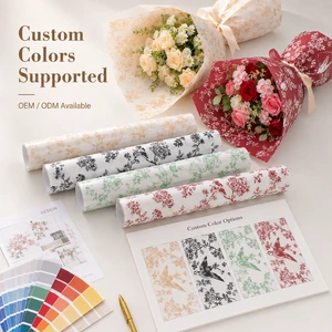 New Arrival Tear-resistant Colorful Vintage Floral Flower Wrapping Paper for Wedding Birthday Gift DIY