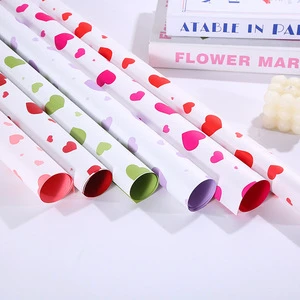 Fashion Sleek Heart Symbol Eco-Friendly Waterproof Double-Sided PE Coated Recyclable Roll Wrapping Paper Flower Engagement