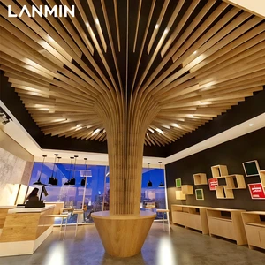 Custom Modern Aluminum Tree Shape Column Decorative Ceiling Integrated Metal Art Sculpture Pillar For Commercial Space