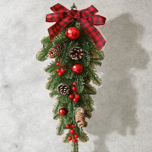 Artificial Christmas Wreath Decorations LED Christmas Decoration Wreath for Door and Window Stairs
