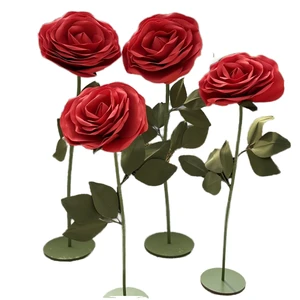 Wholesale Multi Color Giant Organza Rose Artificial Paper Flowers Wedding Easter Mother's Day Chinese New Year Stage Home Decor