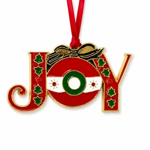 JOY Christmas Ornament Alloy Enamel Hanging Tree Decoration Holiday Gift Wholesale