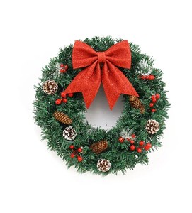 Artificial Christmas Wreath Hanging on the Door Wall Tree Decoration and Christmas Garlands With Bells