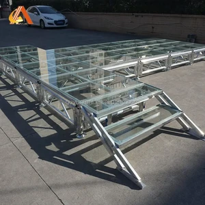 Beautiful Tempered Glass Round Wedding Stage Platform For Event Decoration
