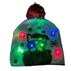 Christmas Beanie Hat LED Light up Christmas Knitted Hat with 6 Colorful LED Elastic Knitted Beanie Hat