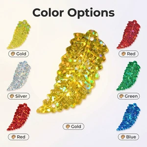 Wholesale Bulk PVC Sequins-Golden Leaf Shape-31-50mm Clothing Embellishments & Embroidery Materials