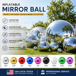Inflatable Metallic Ball Decorative Inflatable Mirror Ball Metallic Balloons Big Shiny Giant Inflatable Mirror Balls