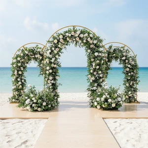 New Design White and Green Fresh Floral Arch Featuring Hydrangeas Roses and Foliage Perfect for Wedding Background Decoration