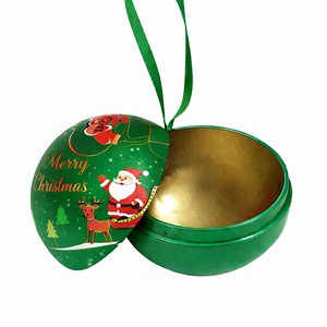 Custom 68mm Christmas Tinplate Ball | Food Safe Polished Surface Interlock Sealing Customized 4 Color Offset Printing Small Gift