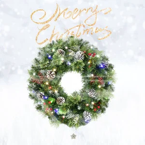 In Stock 24 Inch Christmas Wreath for Outdoor & Indoor Use Holiday Decorative Wreaths and Swags