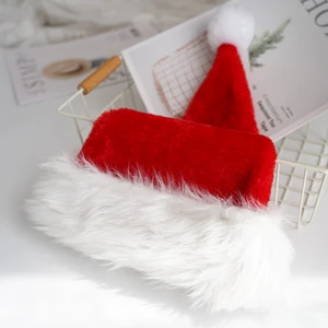 High Quality Santa Beanie Hat with Red Pompom Xmas Long Plush Holiday Decorative Hat for Adults and Kids Wholesale