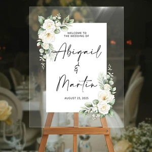 Personalized Custom Size Text Acrylic Wedding Transparent Poster for Engagement Wedding Birthday Anniversary Posters Decor
