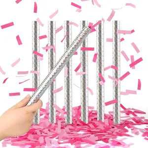 Foil & Paper Gas Cylinder Party Popper with Colored Confetti, Non-Toxic Eco-Friendly Wedding Birthday Party Supplies