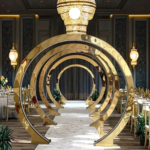 MILE Wedding Ceremony Metal Arch Round Wedding Arch Backdrop Led Tunnel Geometric Arch for Stage Outdoor Decoration