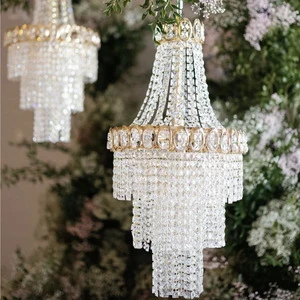 New Decoration Ideas Outdoor Indoor Wedding Ceremony Crystal Chandelier Background Lights