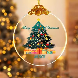 Honor Of Crystal Sublimation Blank Crystal Christmas Tree Hanging Ornaments For Xmas Tree Decoration