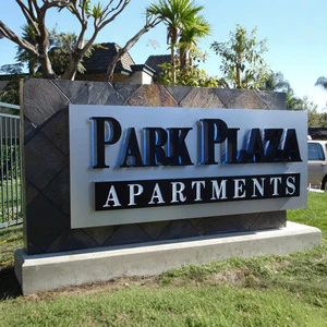 Custom Outdoor Monument Sign with Durable Metal Frame and LED Lighting Freestanding Commercial Monument Signage