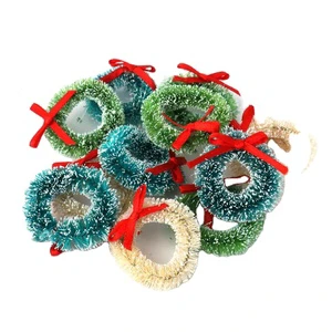 Xmas Tree Hanging Decor 5 cm Mini Christmas Wreaths with Bows