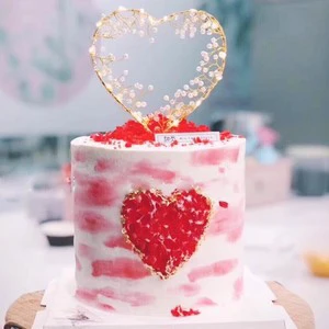 Party Cake Decoration Beautiful Romantic Heart-Shaped Love Heart Cake Set Insert Creative Dessert Table Decoration for New