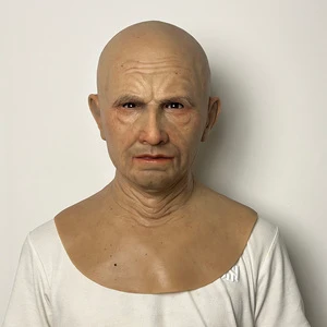 Ultra-Realistic Silicone Face Mask Full Head Cover Human Skin Texture Handmade Hair Open Mouth Party Mask