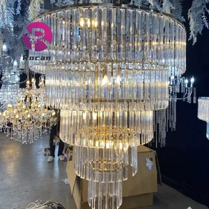 Wedding Crystal Chandelier Multi Layer Chandelier Light Ceiling Roof Decoration Silver Gold Wedding Chandelier for Party Decor
