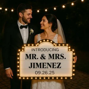 Custom Wedding Bottle Service Marquee Sign: Personalized Marquee Decor, Wedding Party Sign, Wedding Gift for Couple