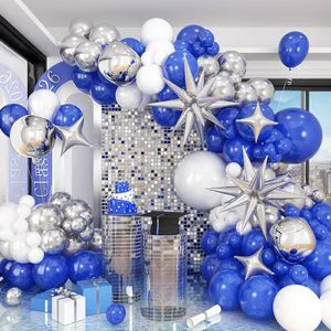 94Pcs/set Royal Blue Balloons Garland Arch Kit Latex Balloons with Explosion Star for 2026 Graduation Party Decoration