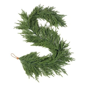 Real Touch PE European-Style Christmas Norfolk Pine Wreath Eco-Friendly Artificial Rattan Hanging With Cypress Pine Needles
