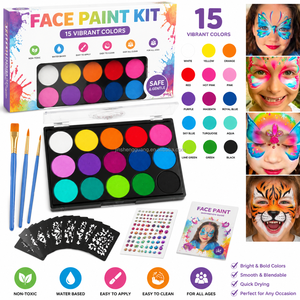 Waterproof 15-Color SFX Oil-Based Face Painting Kit Neon Body Painting Palette With 3 Brushes For Festivals