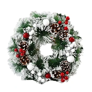 Handmade Christmas Wreath Artificial Flower Garland Greenery Plastic Floral Guirnalda Corona Navidad Xmas Ornaments Christmas